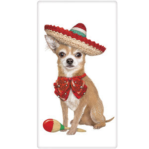 Chihuahua Sombrero Fiesta Dish Towel