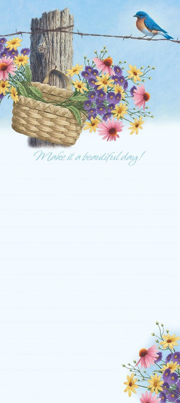 Bird With Flowers Magnetic Notepad