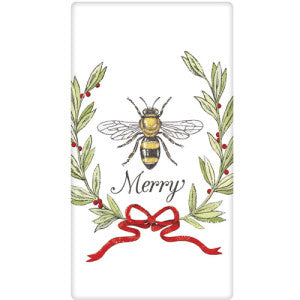 Bee Merry Wreath Dish Towel