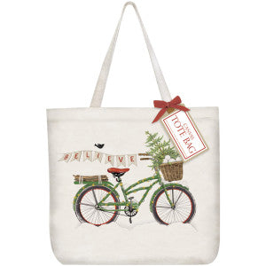 Believe Bike Christmas Tote Bag