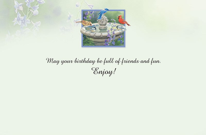 Bird Bath Birthday Card