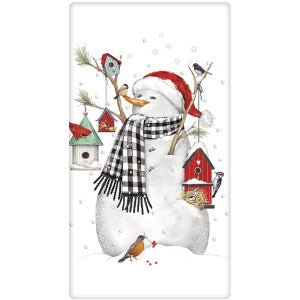 Snowman Birdhouse Dish Towel