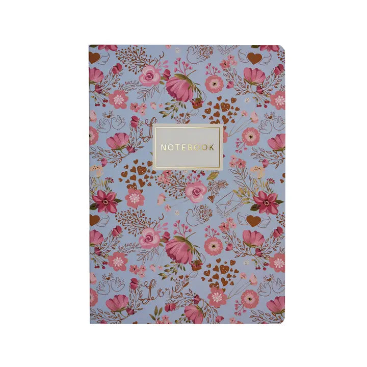Blue Pink Floral Notebook