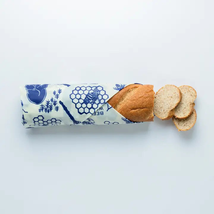 Bread Beeswax Wraps Blue Honeycomb XL