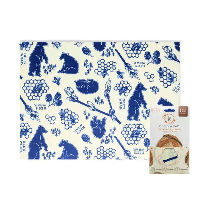 Bread Beeswax Wraps Blue Honeycomb XL