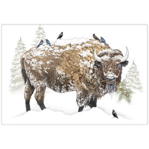 Buffalo And Birds Snowy Day Dish Towel