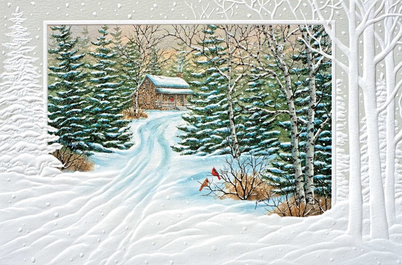 Cabin in the Snow Greeting Cards