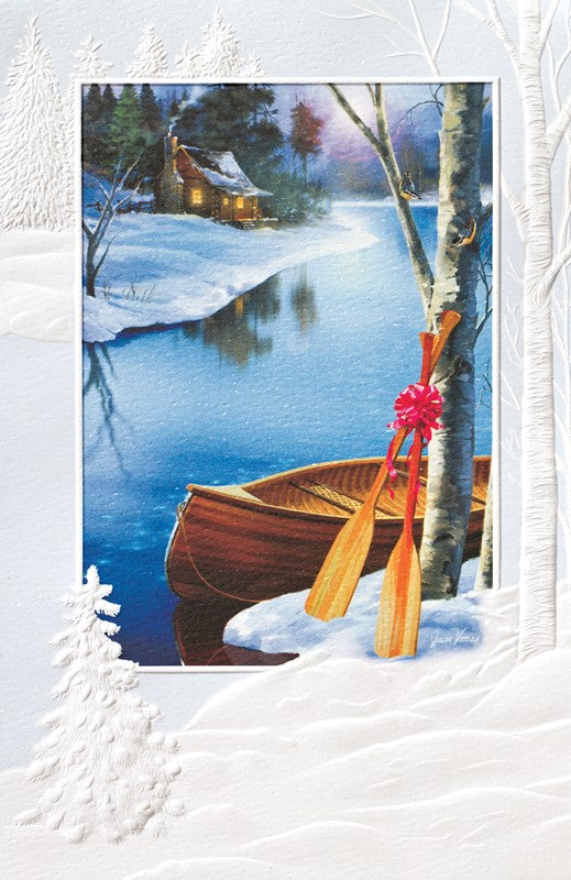 Canoe & Cabin on the Lake Greeting Card