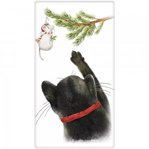 Cat And Mouse Christmas Dish Towel
