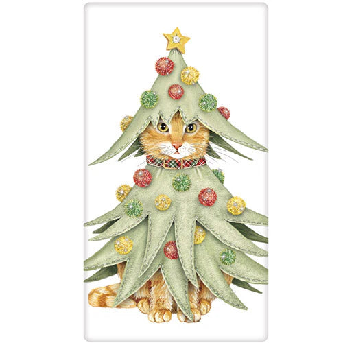 Cat Tree Costume Winter Dish Towel