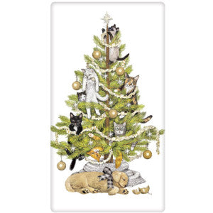 Cat Christmas Tree Dish Towel