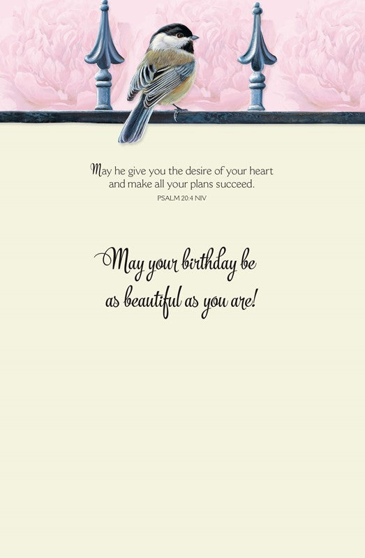 Chickadee Peonies Inspirational Card