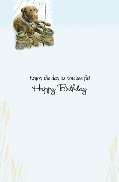 Chocolate Lab Boots Birthday Card