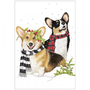 Christmas Corgis Dish Towel