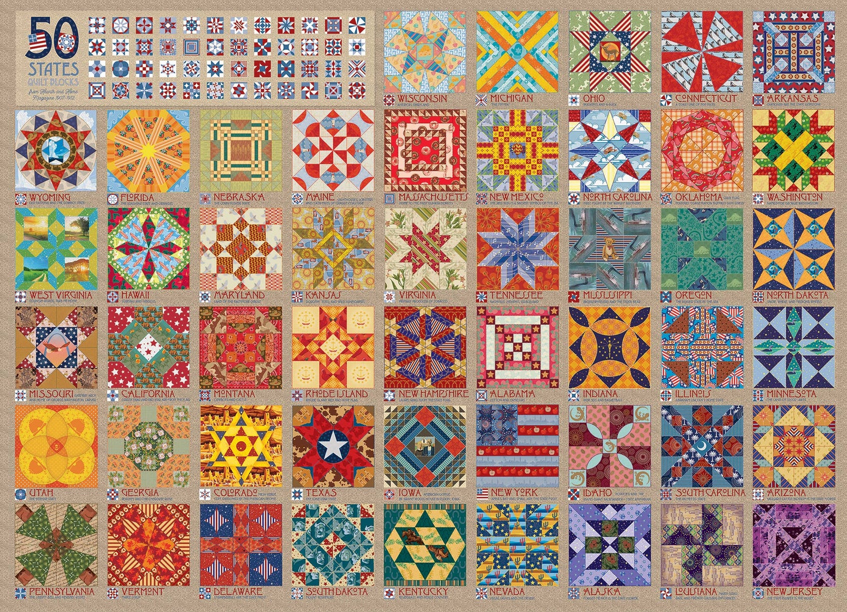 50 States Quilt Blocks Puzzle