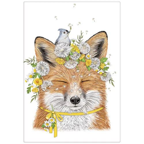 Fox Dandelion Dish Towel