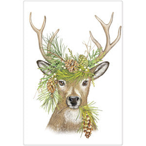 Deer With Pine Dish Towel