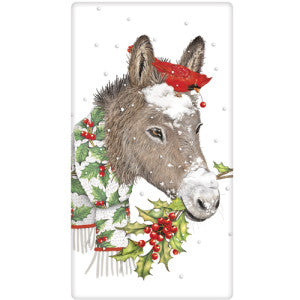Donkey Christmas Dish Towel