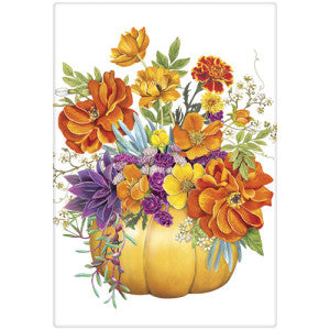 Pumpkin Fall Flowers Dish Towel