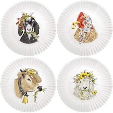 Farm Animal Appetizer Melamine Plates