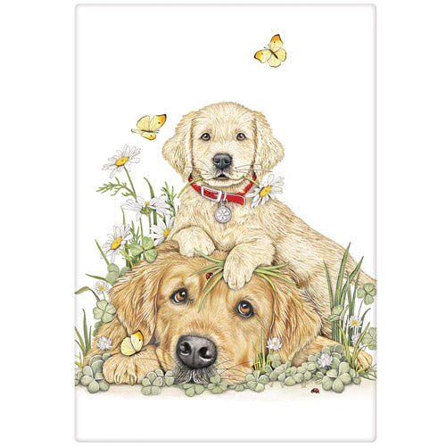 Golden Retreiver Mom And Pup Dish Towel