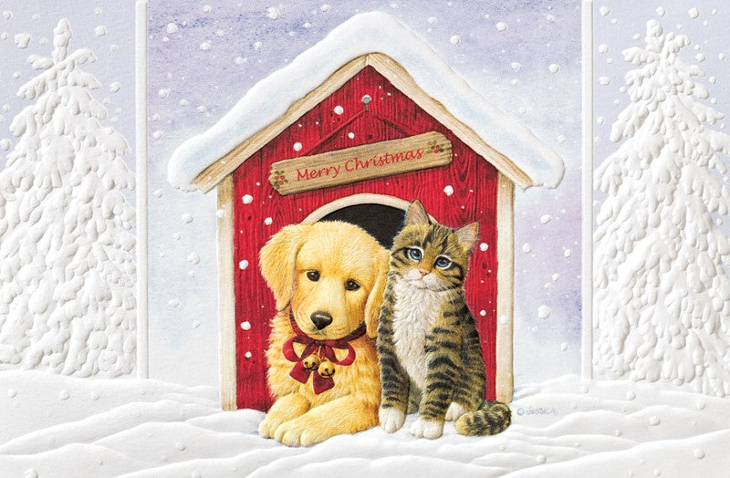 Golden Retriever and Cat Greeting Cards
