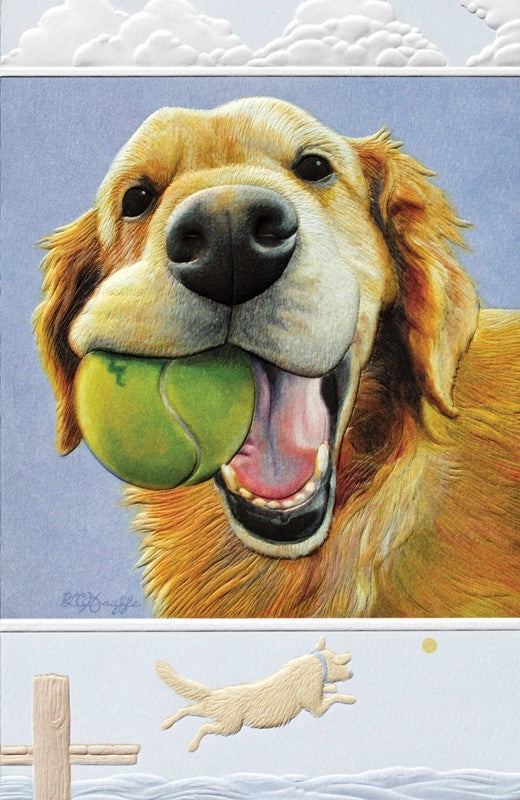 Golden Retriever with Ball Birthday Card