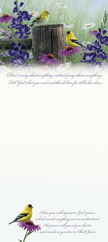 Goldfinch Bird and Flowers Notepad