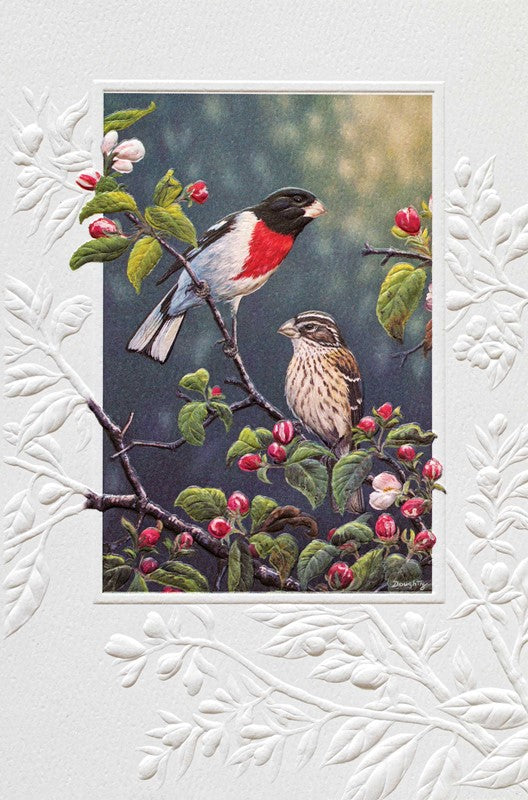 Apple Blossom Bird Birthday Card