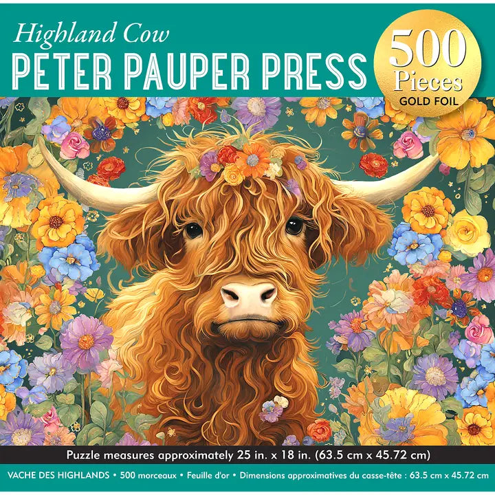 Highland Cow Floral Puzzle