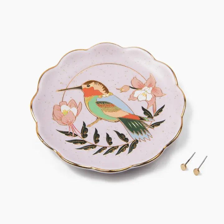 Hummingbird Jewelry Dish With Earrings