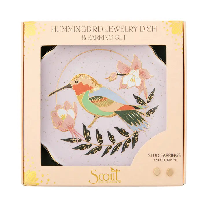 Hummingbird Jewelry Dish With Earrings
