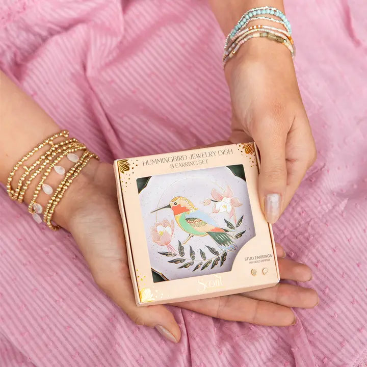 Hummingbird Jewelry Dish With Earrings