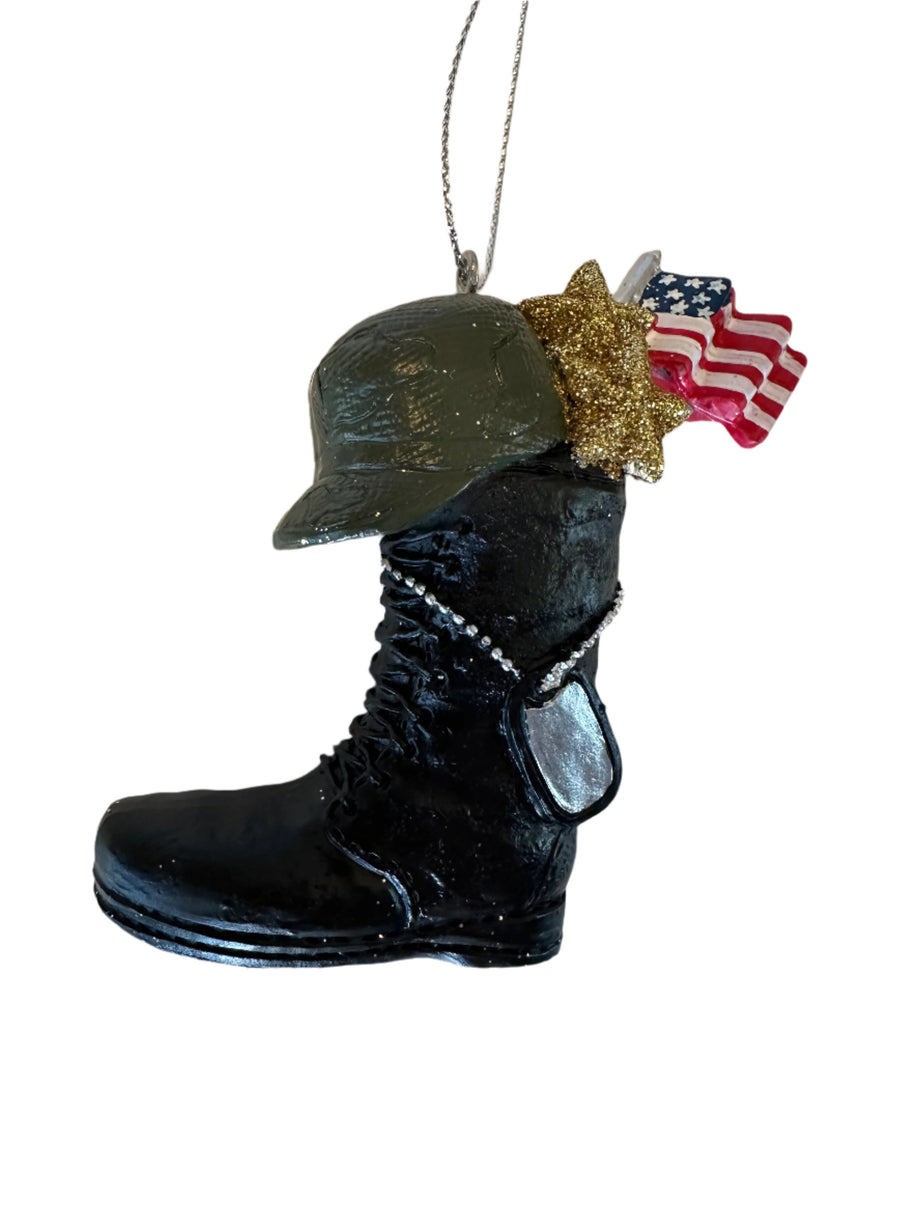 Black Military Boot Ornament