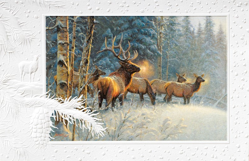 Snowy Elk Greeting Cards