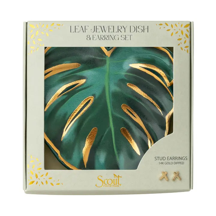 Monstera Leaf Jewelry Dish With Earrings