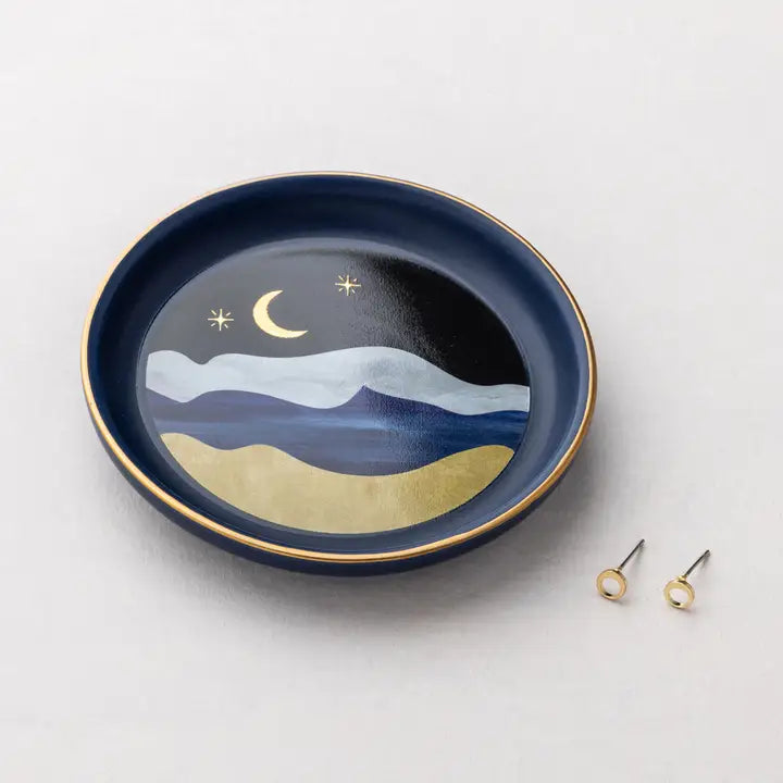Moonlight Midnight Jewelry Dish With Earrings