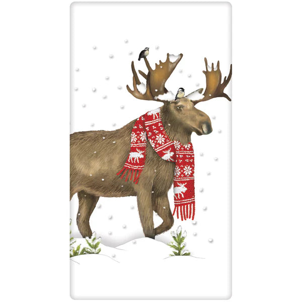 Moose Scarf Winter Dish Towel