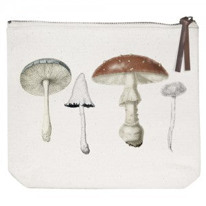 Mushrooms Vintage Canvas Pouch