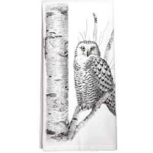 Vintage Owl Black And White Dish Towel