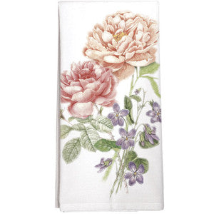 Peony Violets Dish Towel