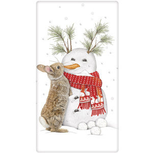 Rabbit Snowman Dish Towel