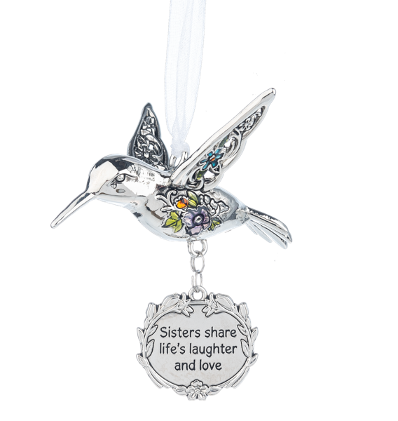 Sisters Laughter Love Hummingbird Ornament