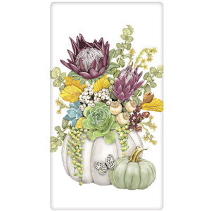 succulent towel Pumpkin And Succulents Dish Towel