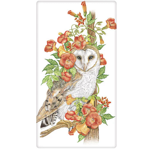 Trumpet Vine Owl Dish Towel