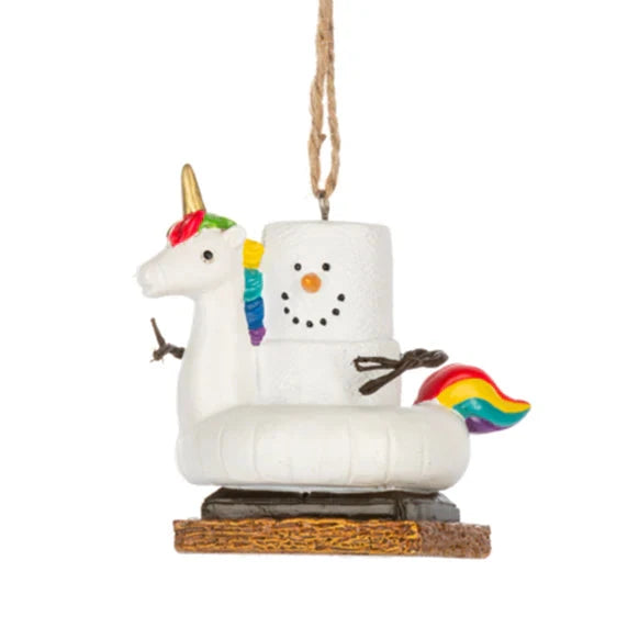 S'mores Rainbow Unicorn Pool Float Ornament
