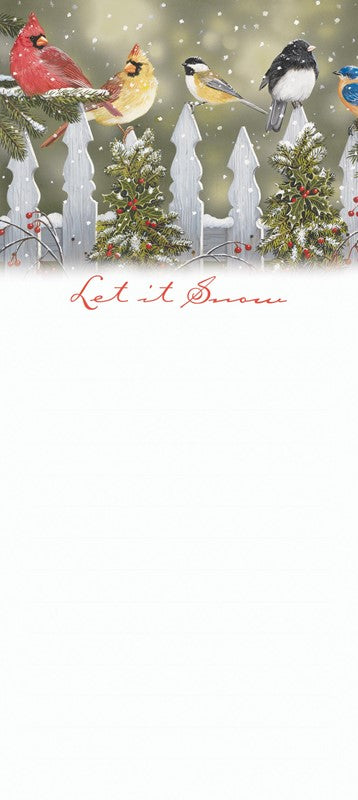 Winter Birds On Fence Magnetic Notepad