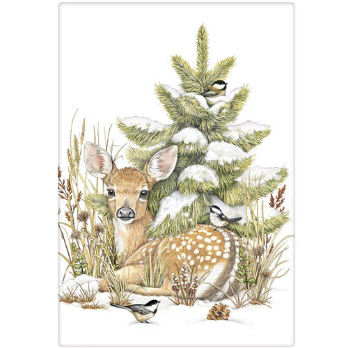 Fawn Winter Dish Towel