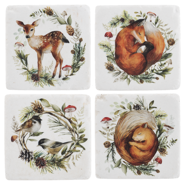 Woodland Animals Square Coasters