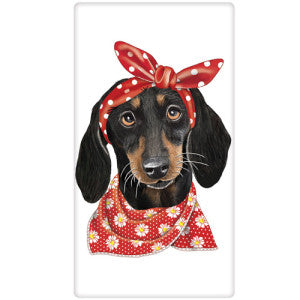 Doxie Dog Bandana Scarf Dish Towel